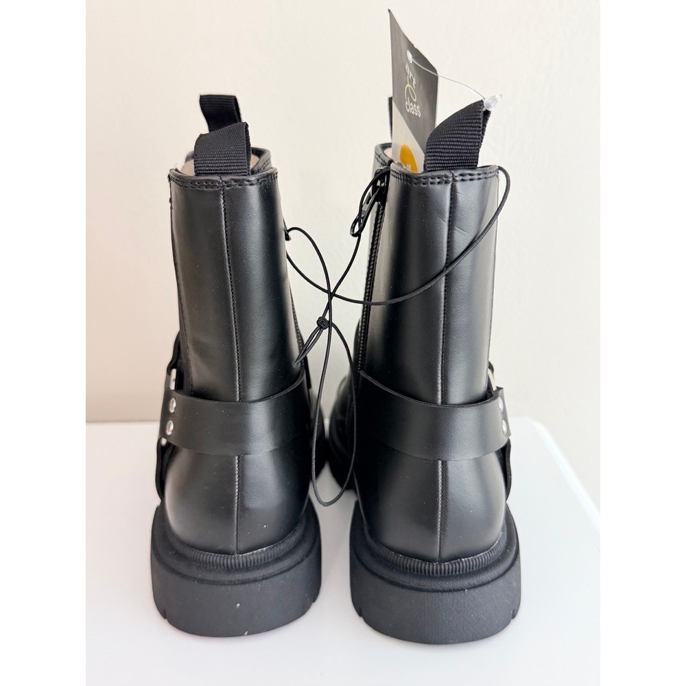 Art Class Crosby Harness Boots Kids Size 1 Black Lug Sole Moto Combat NEW